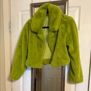 Vibrant Green Faux Fur Jacket